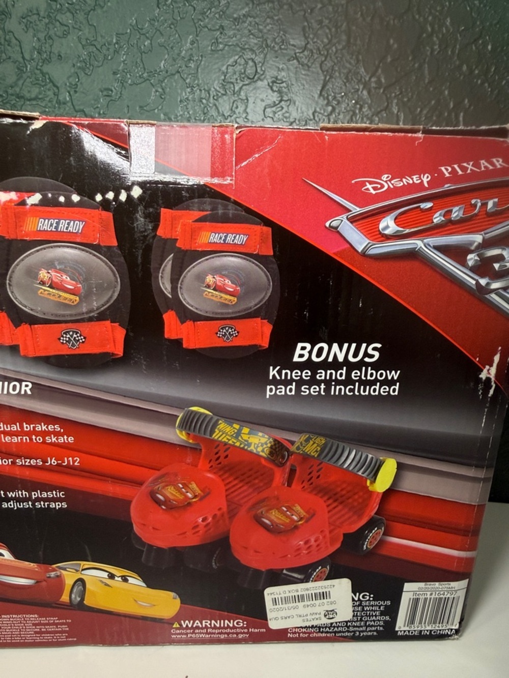 NEW! Disney Pixar Cars Kids Adjustable Junior Roller Skates w/ Knee Elbow Pads - Picture 8 of 10